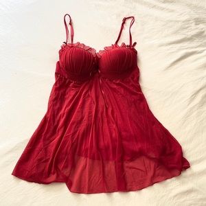 red babydoll lingerie top